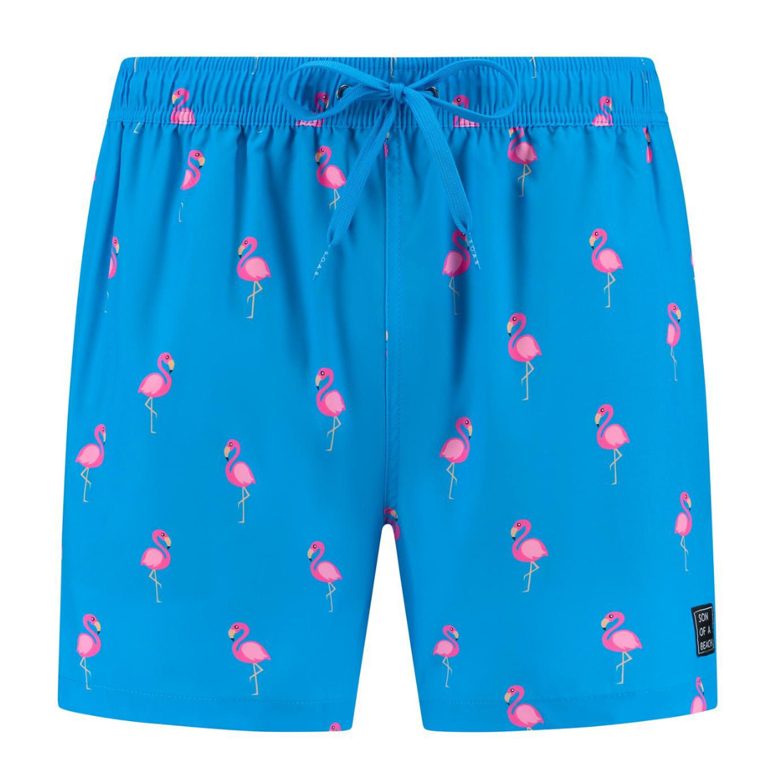 Flamingo, Königsblau, Badeshorts für Jungen