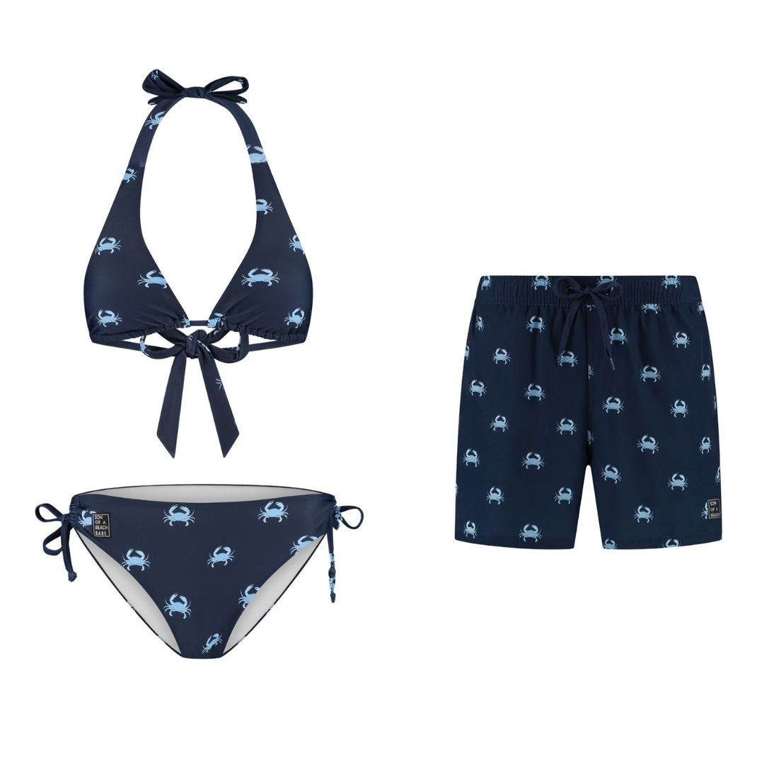 Krabbe, Blau, Mutter und Sohn Bikini/Badehose