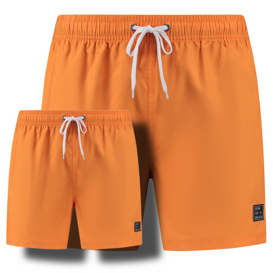 Solid, Orange, Vater und Sohn Badehose