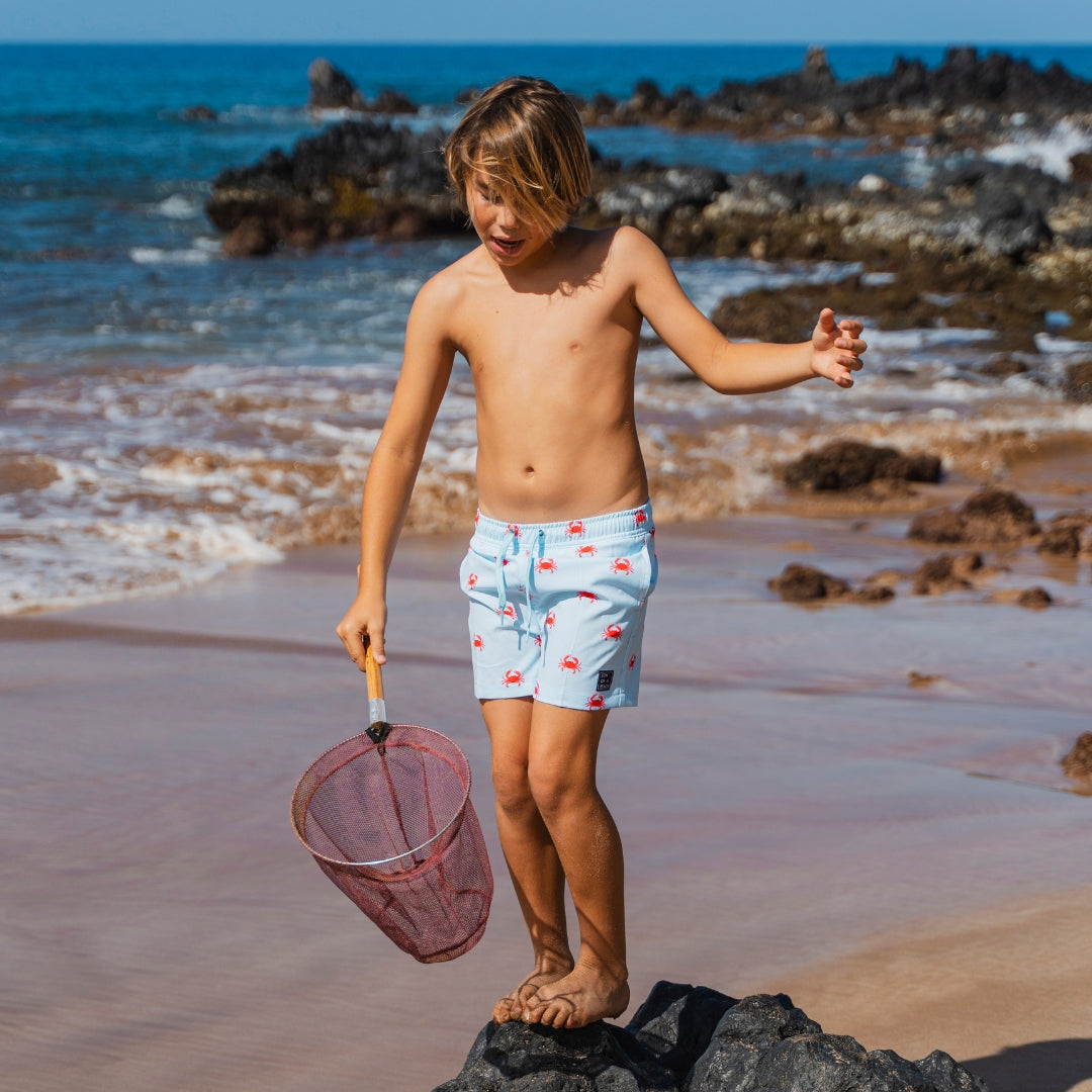 Krabbe, Hellblau, Mutter und Sohn Bikini/Badehose