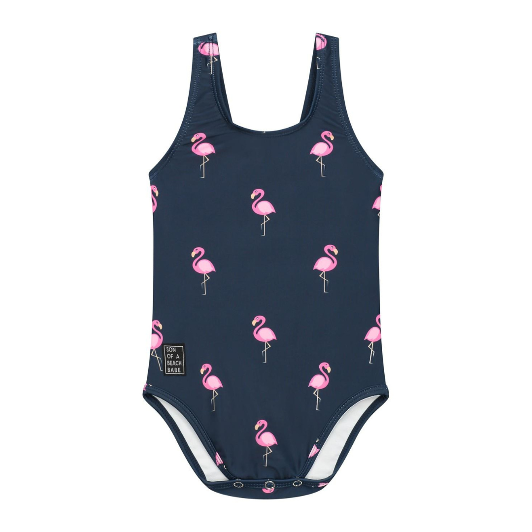 Flamingo, Blau, Mädchen Badeanzug