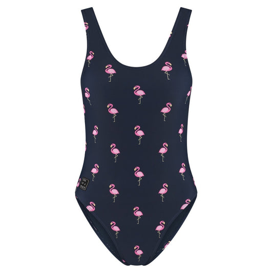 Flamingo, Blau, Damen Badeanzug