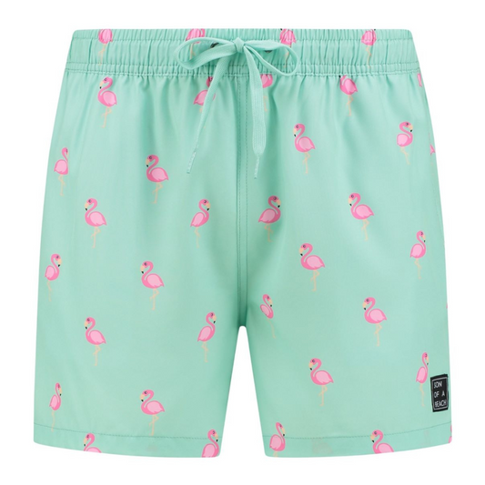 Flamingo, Grün, Badehose für Herren