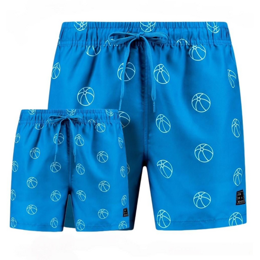 Beachball, Blau, Vater und Sohn Badehose