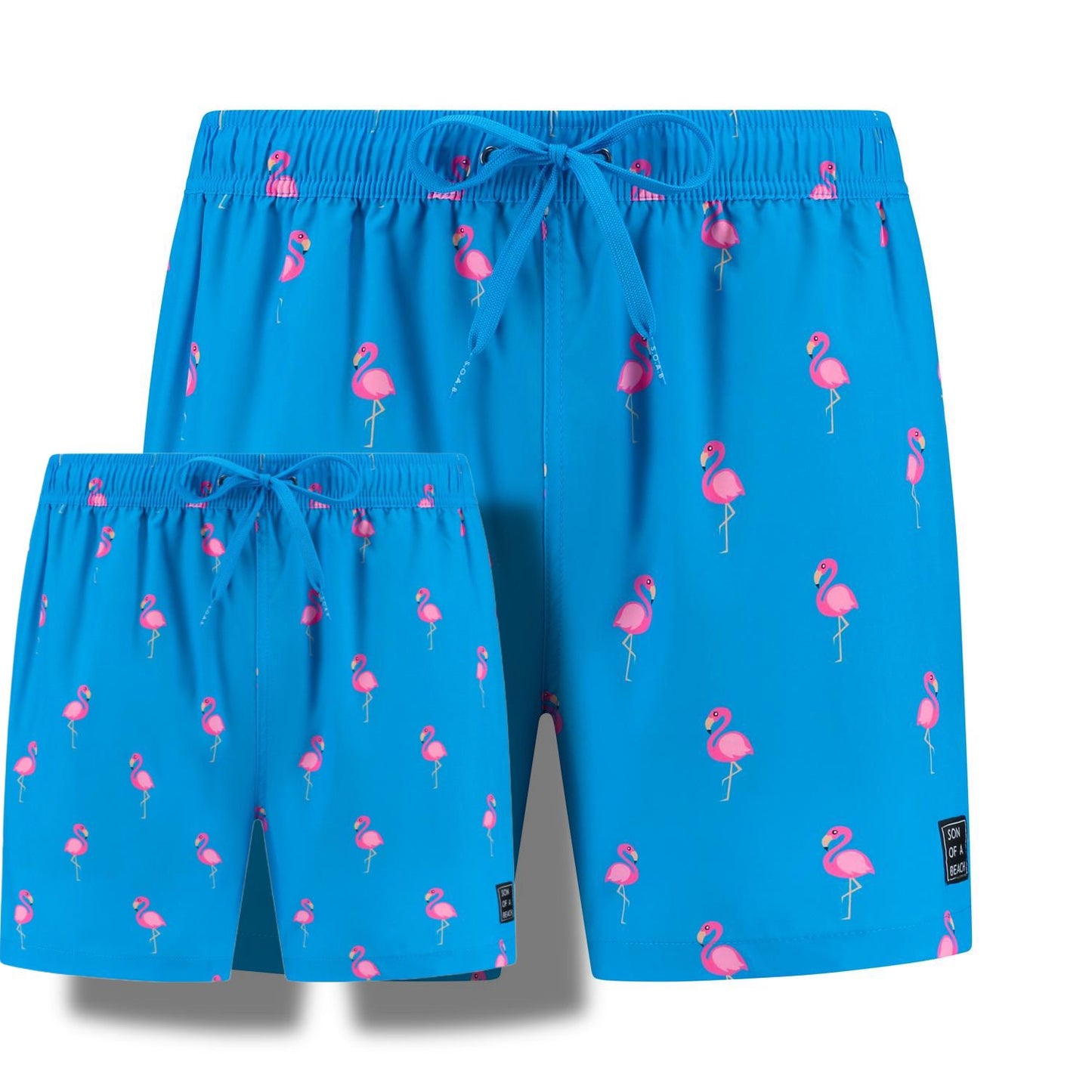 Flamingo, Königsblau, Vater und Sohn Badehose